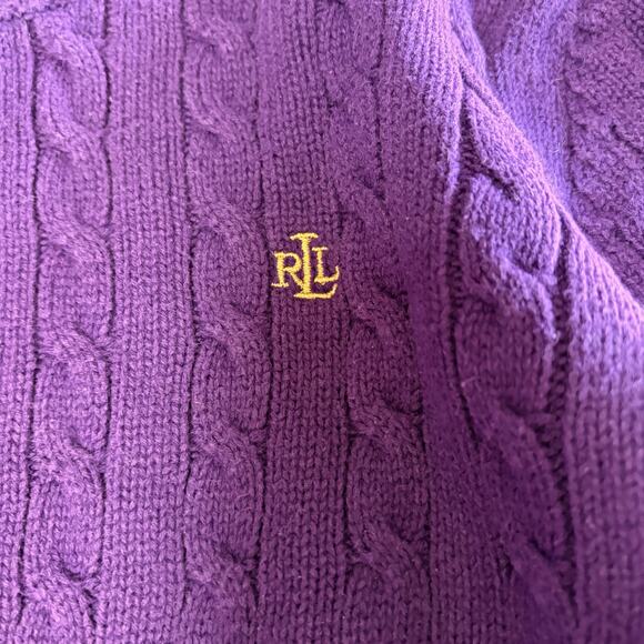 Ralph Lauren Chunky Knit Purple Crewneck Sweater - Picture 2 of 5
